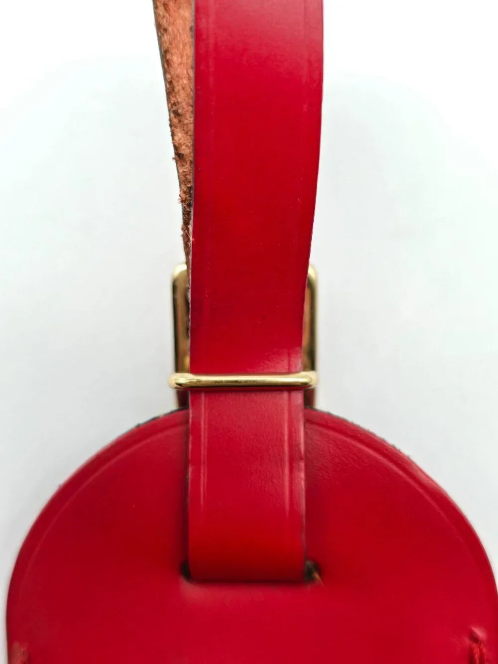 Authentic Louis Vuitton Red Leather Luggage Tag